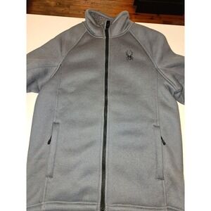 Spyder Mens Waffle Knit Sherpa Lined Full Zip Jacket Gray Small New With Tags